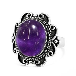 Genuine Amethyst Stone 925 Sterling Silver
Vintage Boho Statement Chunky Ring